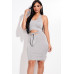 Solid Halter Neck Mini Dress With Front Cutout And Waist Tiw