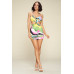 Multi Color Dress With Front Cut Out