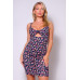 Spaghetti Strap Twist Front Cutout Floral Ruched Mini Dress