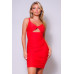 Spaghetti Strap Twist Front Cutout Ruched Mini Dress