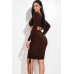 Solid Long Sleeve Ruched Short Dress With O Ring