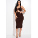Solid Halter Neck Midi Dress With Criss Cross Front And Cutout