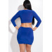 Solid 3/4 Sleeve Ruched Cutout Dress