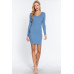 Long Slv V-neck Mini Rib Dress