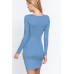 Long Slv V-neck Mini Rib Dress