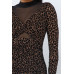Animal Print Long Sleeve Mock Neck Mini Dress
