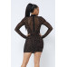 Animal Print Long Sleeve Mock Neck Mini Dress