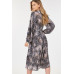 Long Sleeve Pleated Snake Skin Print Midi Dress