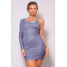 Glitter Asymmetrical Sleeve Party Mini Dress