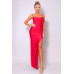 Spaghetti Strap Pleated Bust Front Slit Maxi Dress