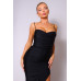 Spaghetti Strap Pleated Bust Front Slit Maxi Dress