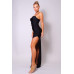 Spaghetti Strap Pleated Bust Front Slit Maxi Dress