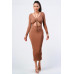 Trendy Front Shirring Cut-out Long Sleeved Dress