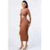 Trendy Front Shirring Cut-out Long Sleeved Dress