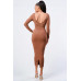 Trendy Front Shirring Cut-out Long Sleeved Dress