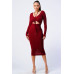 Trendy Front Shirring Cut-out Long Sleeved Dress