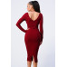 Trendy Front Shirring Cut-out Long Sleeved Dress