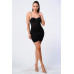 Luxe Glitter Front Mesh Ribbed Cami Mini Dress