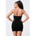 Luxe Glitter Front Mesh Ribbed Cami Mini Dress