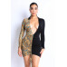 Colorblocked Deep V Collared Dress
