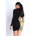 Colorblocked Deep V Collared Dress