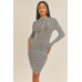 Long Sleeve Stripe Print Midi Dress