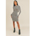 Long Sleeve Stripe Print Midi Dress