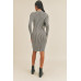 Long Sleeve Stripe Print Midi Dress