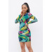 Long Sleeve Printed V-neck Dress