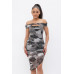 Printed Mesh Off Shoulder Dress