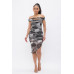 Printed Mesh Off Shoulder Dress