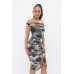 Printed Mesh Off Shoulder Dress