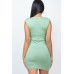 Sleeveless Shoulder Pad Drawstring Ruched Mini Dress