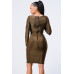 Luxe Waist Gold Chain Cut-out Detail Square Neck Glitter Bodycon Dress
