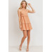 Textured Woven Fabric With Tiered Sl Dress