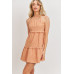 Textured Woven Fabric With Tiered Sl Dress