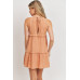 Textured Woven Fabric With Tiered Sl Dress