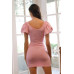 Knit Short Balloon Sleeve Bodycon Mini Dress