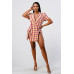 Wide Collared Double Breasted Plaid Blazer Mini Dress