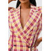 Wide Collared Double Breasted Plaid Blazer Mini Dress