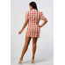 Wide Collared Double Breasted Plaid Blazer Mini Dress