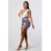 White Sleeveless Top With Detachable Rhinestone Cross Open Back With Bodycon Tie Dye Ruched Mini Dress