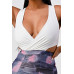 White Sleeveless Top With Detachable Rhinestone Cross Open Back With Bodycon Tie Dye Ruched Mini Dress