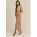 Pecan Brown Open Front Dress