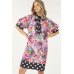 Print Midi Dress With Polka Dot Finish