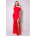 One Shoulder Draped Side Slit Maxi Dress