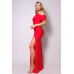 One Shoulder Draped Side Slit Maxi Dress