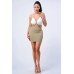 Multi Fabric Bralette Side Cutout With Gold Chain Zipper Closure Back Bodycon Mini Dress
