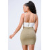 Multi Fabric Bralette Side Cutout With Gold Chain Zipper Closure Back Bodycon Mini Dress