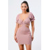 Lux Side Cutout W/ Back Tie Detail Bodycon Dress